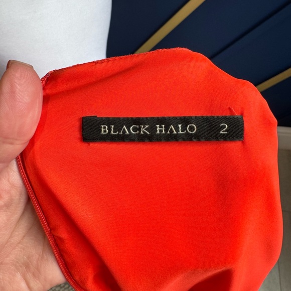 Black Halo cowl neck orange 🍊 sheath - Picture 4 of 12